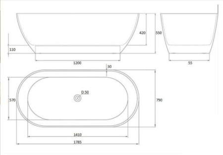 Ванна из литьевого мрамора Marmaro Севилья L 180х80 см. 