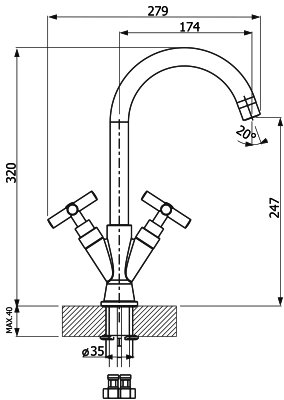 Смеситель для кухни Florentina Ита AV Бежевый 
