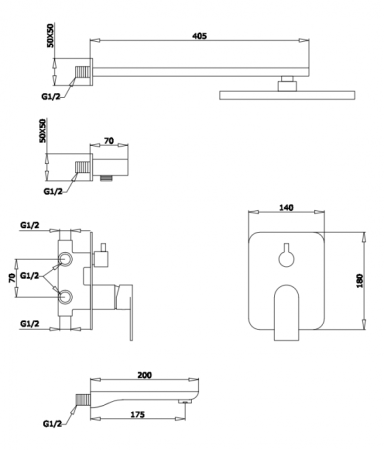 Верхний душ встраиваемый GANZER GZ21065 Хром 