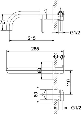 Смеситель Omnires Y 1215 С ВНУТРЕННЕЙ ЧАСТЬЮ, для раковины, хром 