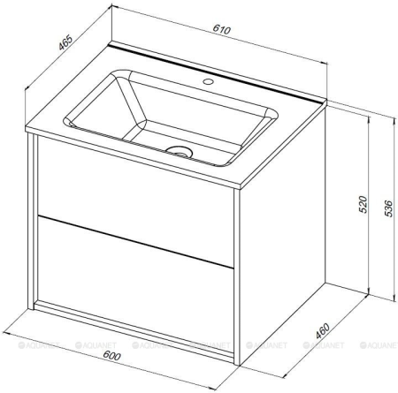 Тумба c раковиной Aquanet Lino 60 (Flat) белый глянец 