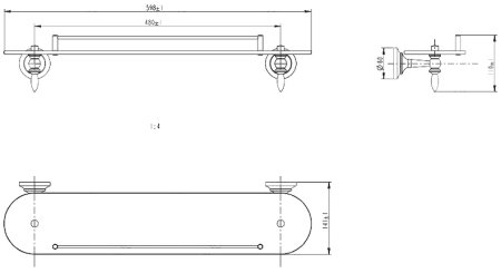 Стеклянная полка Melana MLN-820004 Хром Золото 