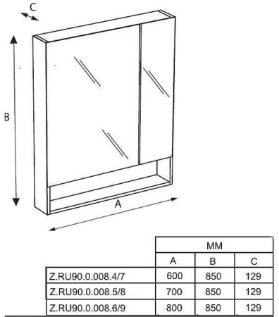 Зеркальный шкаф Roca The Gap 60 ZRU9302885 Белый глянцевый 