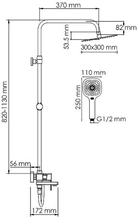 Душевая система WasserKRAFT A177.118.065.087.CH Хром 