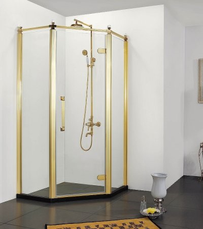 Душевой уголок Azario Ontario 100х100 R AZ-NBB3231 1000 GOLD профиль Золото стекло прозрачное 