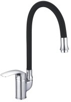 Смеситель для кухни с гибким изливом Shevanik S5543-3, хром/черный