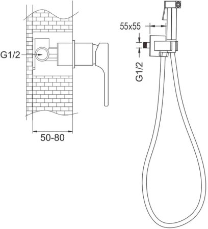 Гигиенический душ со смесителем Rose R1005, хром 