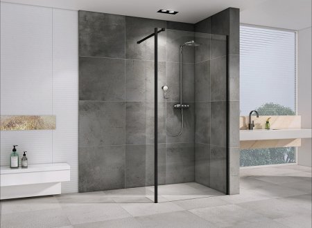 Душевая перегородка Abber Immer Offen 100 AG66100B профиль Черный стекло прозрачное 