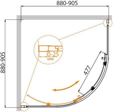 Душевой уголок Cezares Molveno R 1 90 C Cr IV стекло прозрачное 