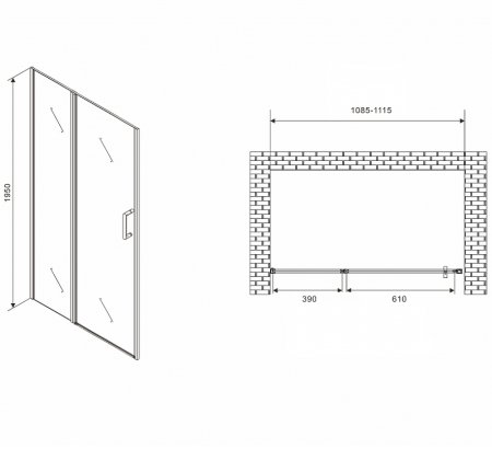 Душевая дверь Abber Sonnenstrand 110 AG04110MS профиль Хром стекло матовое 