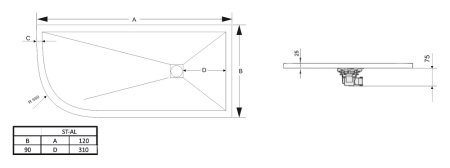 Поддон для душа RGW Stone Tray ST/AR-0129W 90х120 