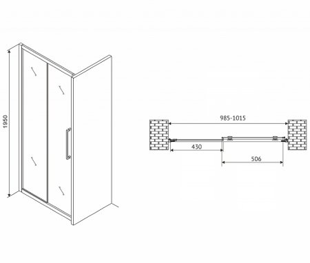 Душевая дверь Abber Schwarzer Diamant 100 AG30100MH профиль Хром стекло матовое 