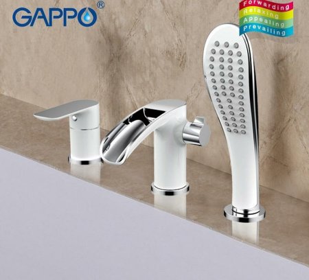 Смеситель на борт ванны Gappo G48 G1148-8 Белый Хром 