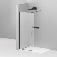 Душевая перегородка Cezares Liberta-L-1-100-120-C-NERO стекло прозрачное, кронштейн 120 см