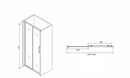 Душевая дверь Abber Schwarzer Diamant 140 AG30140BH профиль Черный стекло прозрачное 