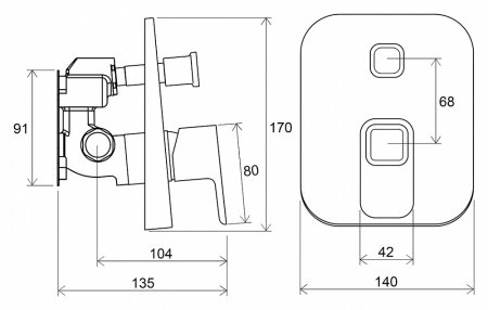Смеситель Ravak 10  TD 065.00 для ванны с душем 