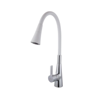 Смеситель для кухни с гибким изливом FASHUN A4153+B13, хром/белый