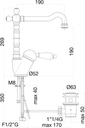 Смеситель для раковины Fiore IMPERIAL BLACK 89ZZ2245, бронза 