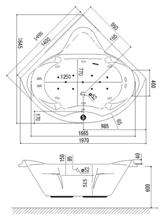 Акриловая ванна Excellent Konsul 150x150 см 