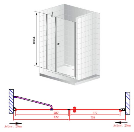 Душевая дверь в нишу Cezares Elena B11 30/80 P Cr R 