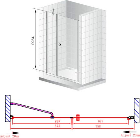 Душевая дверь в нишу Cezares Elena B11 30/80 P Cr R 