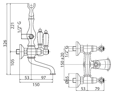 Смеситель Cezares Diamond DIAMOND-VD-01-Sw для ванны с душем 
