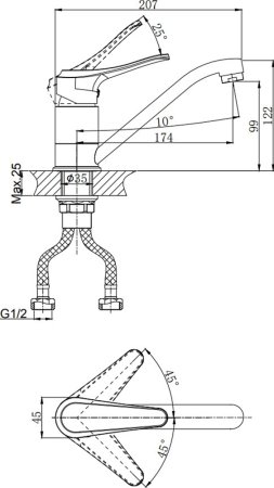 Смеситель Rush Jawa JA0735-25 для кухонной мойки 