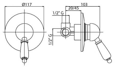 Смеситель Cezares Vintage VINTAGE-DIM-01-Sw для душа 