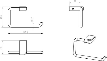 Держатель для туалетной бумаги WONZON & WOGHAND, Черный матовый (WW-V3801-MB) 
