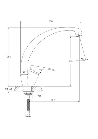 Смеситель для кухни гайка HAIBA HB4313-K 
