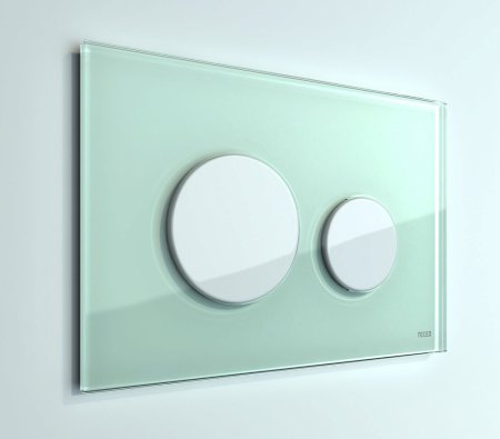 Кнопка смыва TECE Loop 9240651 зеленое стекло, кнопка белая 