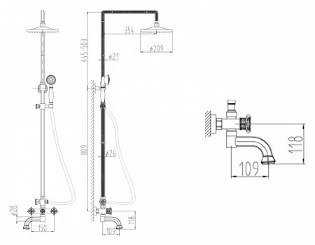 Душевая стойка Zorg Antic A 2002DS-BR 