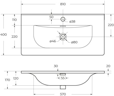 Керамическая раковина BelBagno BB-8099-3-80 