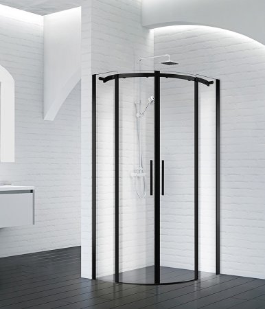 Душевой уголок BelBagno Acqua 90x90 ACQUA-R-2-90-C-NERO профиль Черный стекло прозрачное 
