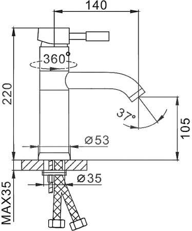 Смеситель для раковины Frap H52 F1052 Хром 