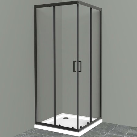 Душевой уголок BelBagno Uno 100х100 UNO-195-A-2-100-C-NERO профиль Черный матовый стекло прозрачное 