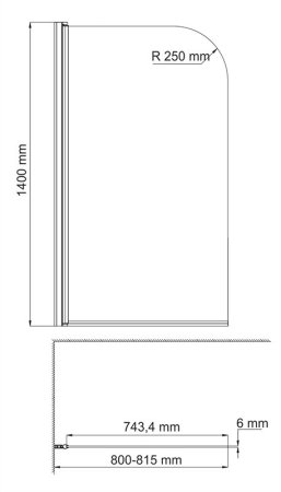 Шторка на ванну WasserKRAFT Leine 35P01-80WHITE 80х140 см 