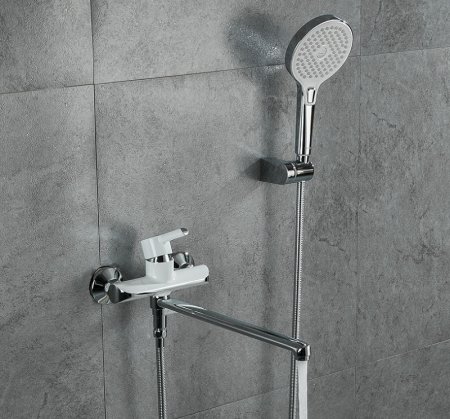 Смеситель для ванны Gappo G03-8 G2203-8 универсальный Белый Хром 