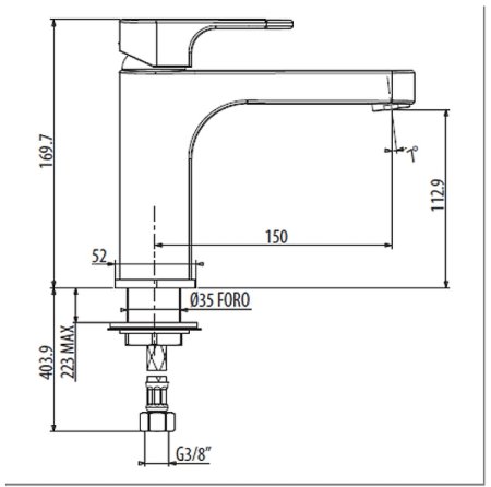 Смеситель для раковины Gattoni H2Omix1000 1044/10С0 Хром 