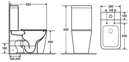 Унитаз компакт CeramaLux 1288A с бачком и сиденьем Микролифт 