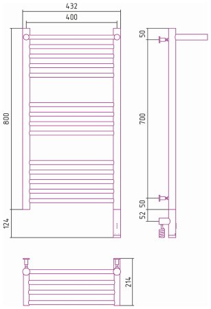 Полотенцесушитель электрический Сунержа Богема 3.0 80х40 R с 1 полкой 
