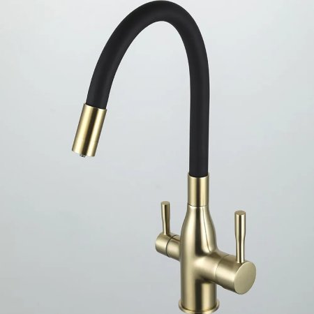 Смеситель для кухни Frap H69 F4396-3 Сатин золотой Черный 