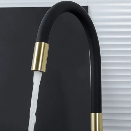 Смеситель для кухни Frap H69 F4396-3 Сатин золотой Черный 