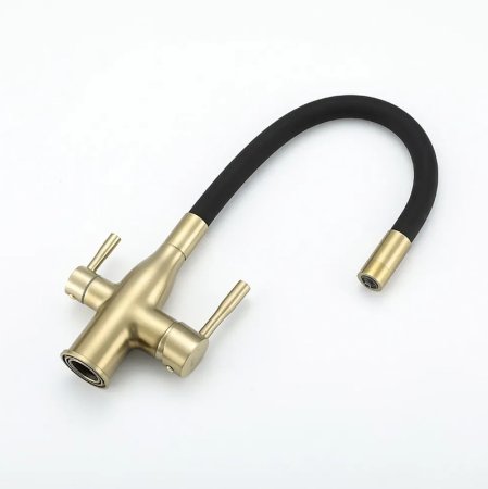 Смеситель для кухни Frap H69 F4396-3 Сатин золотой Черный 