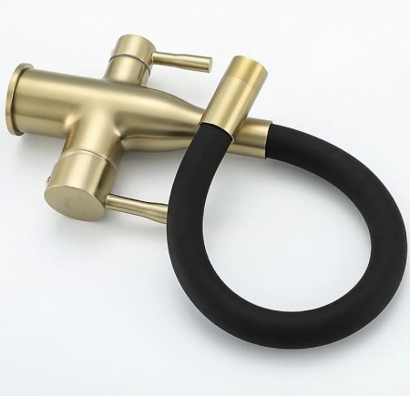 Смеситель для кухни Frap H69 F4396-3 Сатин золотой Черный 