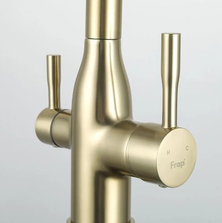 Смеситель для кухни Frap H69 F4396-3 Сатин золотой Черный 