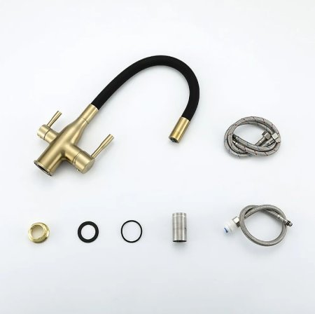 Смеситель для кухни Frap H69 F4396-3 Сатин золотой Черный 