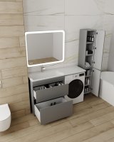 Тумба напольная STYLELINE "Даллас 140" 2 ящика Люкс Плюс серая с раковиной ESTETUS Даллас 1400*482 левый