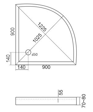Поддон для душа Bas Корса 90 
