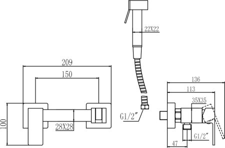 Смеситель для биде Savol (S-FXQ007Q) 